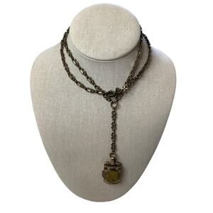 J. Crew Women's Antique Brass Locket Pendant Necklace Vintage Victorian A1-10